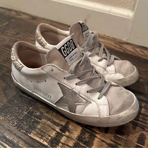 Golden Goose Super-Star Sneakers with Glitter Heel Size 34